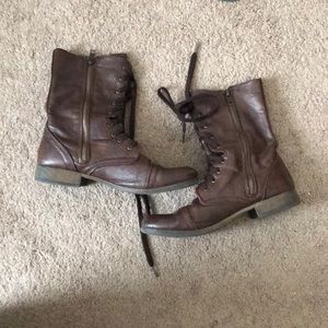 Brown combat boots